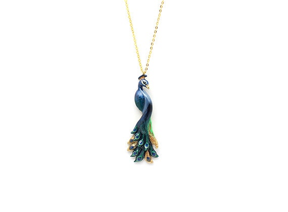 Peacock Pendent Necklace Etsy