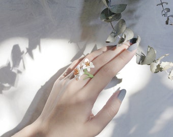 Lily Ring  , Flower Ring , Handpainted GOODAFTERNINE