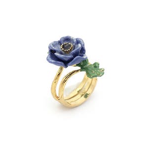 Anemone Violet Ring , Flower Ring , Handpainted GOODAFTERNINE image 3