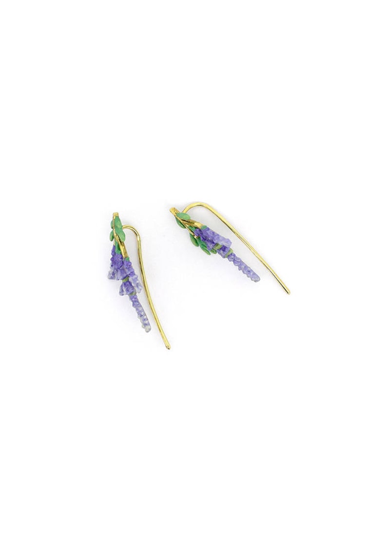 Lavender Climbers Earrings , Flower Climbers Earrings , Enamel Jewelry, Handpainted GOODAFTERNINE image 3