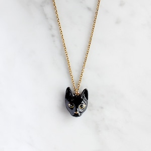 Nil Cat ネックレス、ネックレス付き黒猫ペンダント、黒猫、手描きエナメルジュエリー