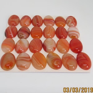 Agate Orange and white  Cabochon