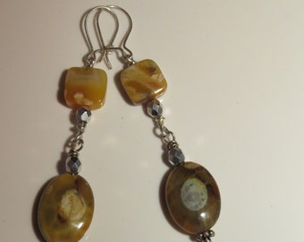 Dragon Vein Agaat-oorbellen met geode, sterlingzilver