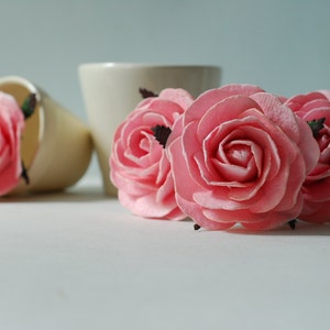 Paper flower, artificial flowers, DIY roses, centerpieces, 10 pcs. roses size 7cm., Pink vintage color.