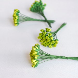 Paper Flower, DIY paper flowers, small flower for gift decoration; small budding rose, size 0.5x0.8 cm., green color.