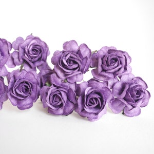 Dark Purple Paper Roses: 3.5cm Handmade Flowers, 25 Pcs