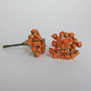 Paper Flower, DIY paper flowers, handmade small flower for gift decoration supplies ; small budding rose, size 0.8x0.8 cm., orange color.