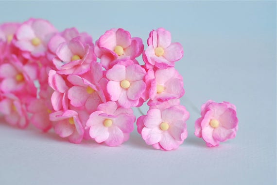 Paper Flower 100 pieces Hydrangea flower 2cm. pink brush | Etsy