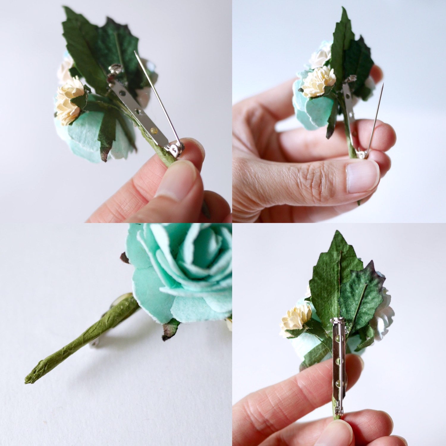 Paper Flower Boutonniere for groom wedding mint roses Etsy
