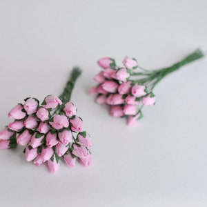100 Pink Paper Flower Rose Buds: DIY Craft Supplies (0.8cm)