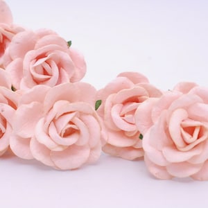 Handmade Pale Pink Mulberry Paper Roses (25, 3.5cm)
