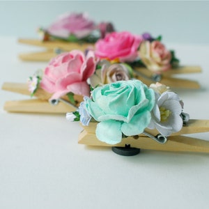 Wedding, 4 Paper flower, photo clip, magnet, gift, Handmade.
