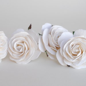 Paper flower, centerpieces, DIY supplies, gift decoration, 10 mulberry BIG roses paper size 7 cm., white color. handmade flowers