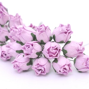 Paper Flower, Mulberry paper, DIY supplies: 300 pcs. 5 packs, Budding rose paper, size 1.5 cm. soft purple color.