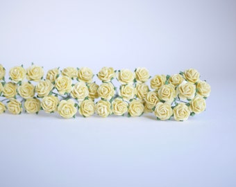 Handmade Mulberry Paper Roses: Yellow DIY Craft Supplies (100 Pieces)