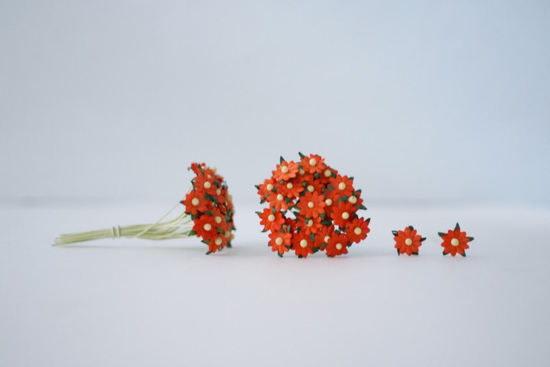 color. Flat Small daisy flowers size 0.5 cm Paper Flower orange to be red 100 pcs Scarlet