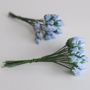 Paper Flower, DIY paper flowers, small flower for gift decoration; small budding rose, size 0.8x0.8 cm., pale blue color.