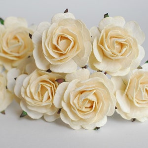 Handmade Ivory Paper Roses: 3.5cm DIY Centerpieces (25 Pieces)