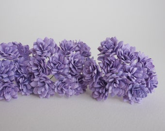 Paper Flower, handmade flowers, wedding supplies decoration, 50 pieces small craft big baby breath, gypsophila size 2 cm., purple color.