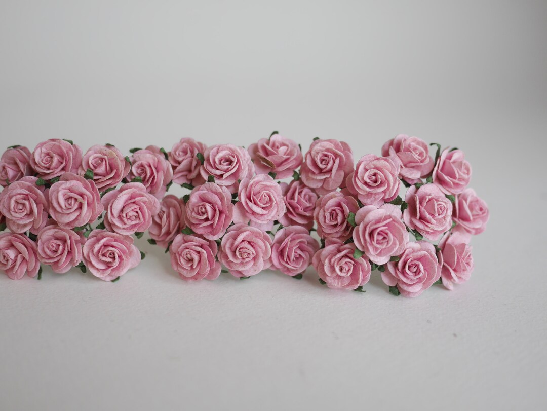 Handmade Paper Roses: Medium Pink Mini Flowers, 50 Pcs, DIY Wedding - Etsy