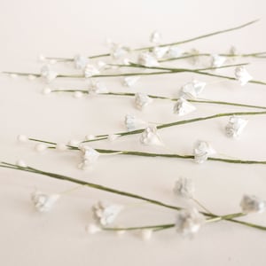 20 Pale Blue Paper Gypsophila Branches: Handmade Baby&#39;s Breath