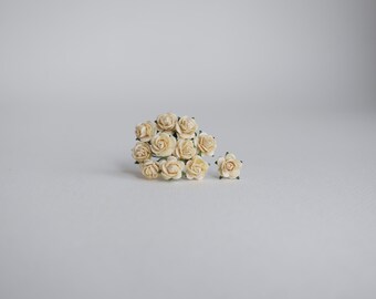Handmade Mulberry Paper Roses: Soft Yellow, 0.8cm, 100 Pieces