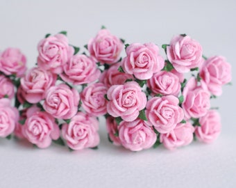 50 Pink Mulberry Paper Roses: Tiny Handmade Flowers (0.8 cm)