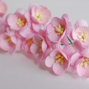 Handmade Pale Pink Cherry Blossom Paper Flowers: 2cm Sakura, DIY Craft Supplies