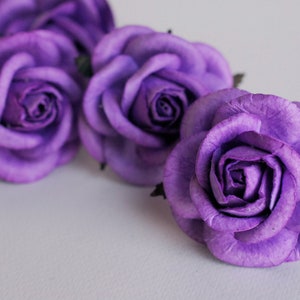 Paper Flower, Centerpieces, gift decoration, wedding supplies: 20 pieces small roses paper  size 4.5 cm., dark purple color, handmade flower