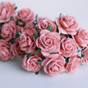 Paper Flower, Centerpieces,  50 pieces roses paper size 2 cm., watermelon color.