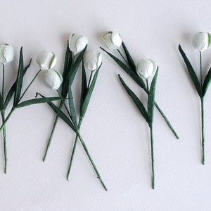 Paper Flower, small paper flowers, 10 pieces tulips supplies, small, DIY decoration, size 1.5 cm.x8.5 cm. mint color.