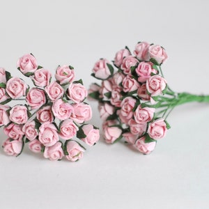 Paper Flower, DIY paper flowers, small flower for gift decoration; small budding rose, size 0.8x0.8 cm., pink color.