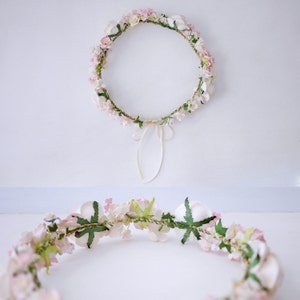 Paper Flower, Crown, Headband, Wedding, pink, soft pink, cream and white Color. ADUlT SIZE. image 5