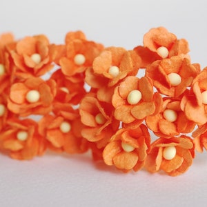 Paper Flower, DIY Wedding supplies, centerpieces, handmade flower, paper making: 100 pieces, hydrangea flowers, size 2 cm., orange color.