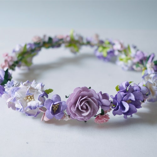 Lilac Flower Crown Purple Flower Crown Wedding Floral Crown Etsy