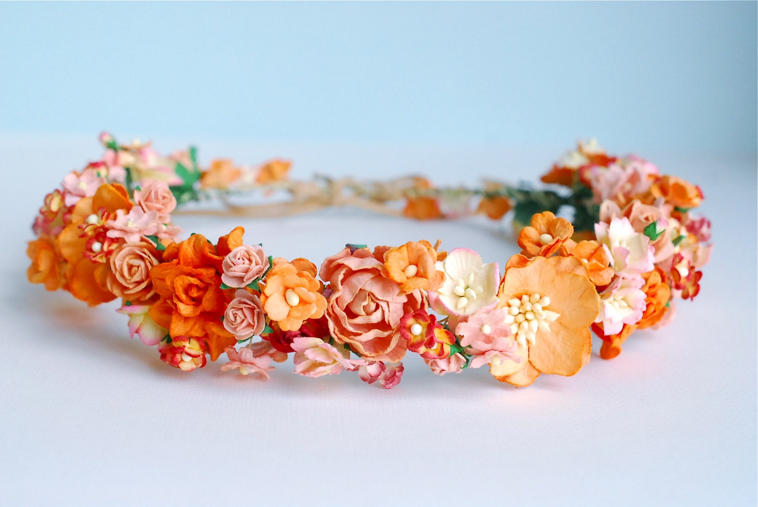 Paper Flower Bridal flower crown circle wild 18 cm. Etsy
