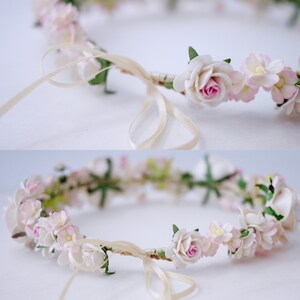 Paper Flower, Crown, Headband, Wedding, pink, soft pink, cream and white Color. ADUlT SIZE. image 3