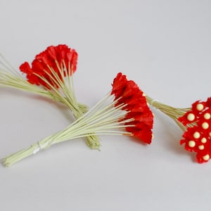 Paper Flower, DIY decoration, Wedding  flower supplies; gypsophila, small Baby breath, size 0.8 cm. red with pollen color.