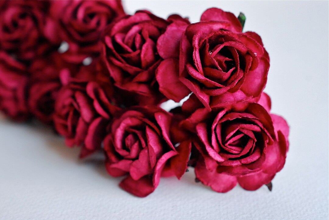 Paper Flower, 25 Pieces Roses Paper Size 3.5 Cm., Dark Red Color. - Etsy