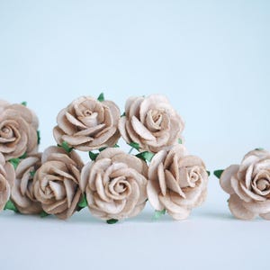 Paper Flower,50 pieces mini rose size 2.5 cm., brown color.