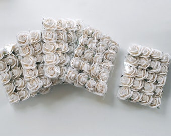 5 packs**Paper craft Flower rose, Wedding DIY supplies, handmade flower centerpiece, 100 pieces roses paper size 4.5 cm., white colors.