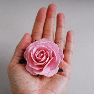 Paper flower 10 pieces big rose size 7 cm., Pink vintage color.