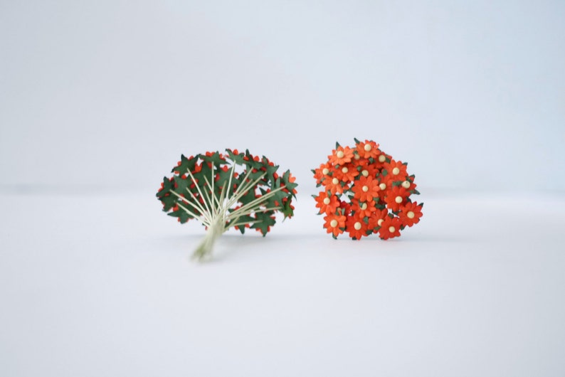 color. Flat Small daisy flowers size 0.5 cm Paper Flower orange to be red 100 pcs Scarlet