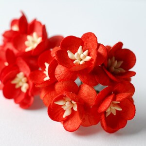 Paper flower, 50 pieces Sakura, paper crafting, red color.