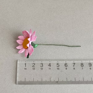 Paper Flower, Centerpieces, DIY making, 50 pcs. small daisy flower size 3 cm. yellow pollen, pink color. handmade flower image 6