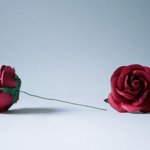 Paper Flower, 20 pieces mini rose size L size 4cm., dark red/Carmine color. image 3