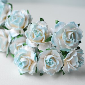 Paper Flower, 50 roses, White brush Blue-sky color.