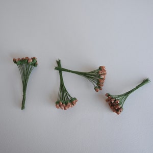 Paper Flower, DIY paper flowers, small flower for gift decoration; small budding rose, size 0.5x0.8 cm., brown medium color.