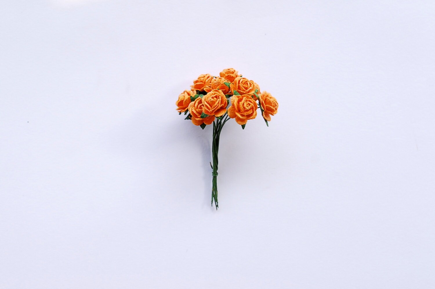 Mini Orange Paper Roses, 100% Handmade, Pack of 12