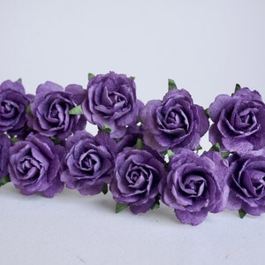 Small Handmade Paper Roses: DIY Purple Flower Supplies (50 Pieces)